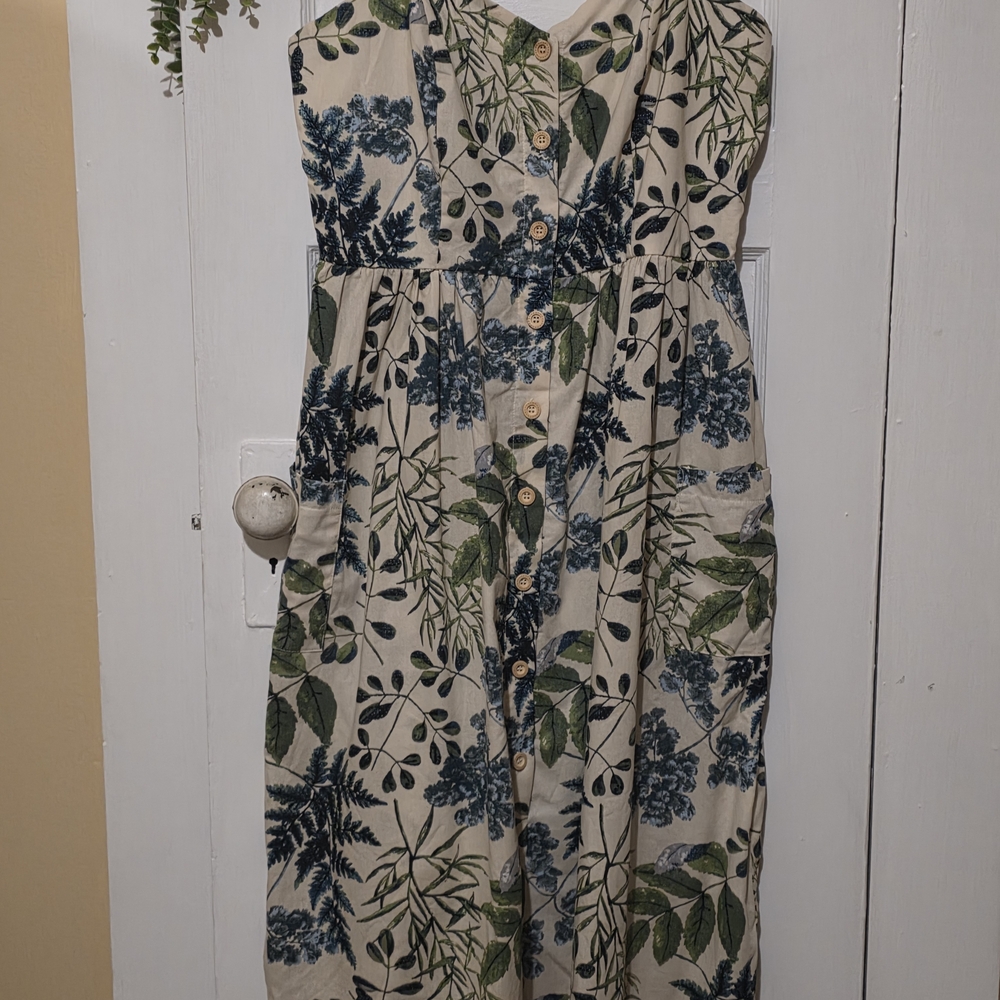 DAVI & DANI Leafy Button-Down Dress